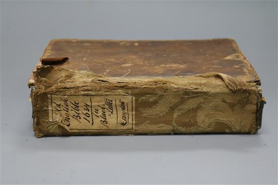 Bible in English, quarto, rebound, 18th century calf, boards almost detached, bound with Psalmes and New